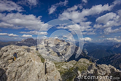 View from Tre Cime di Lavaredo peaks, Dolomiti Alps Stock Photo